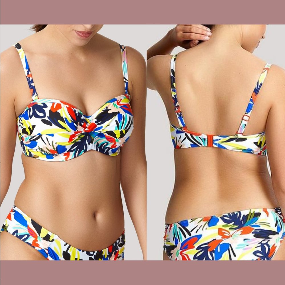 NWT Panache [ 30G US ] Anya Riva Twist Floral Bandeau Bikini‎ Top